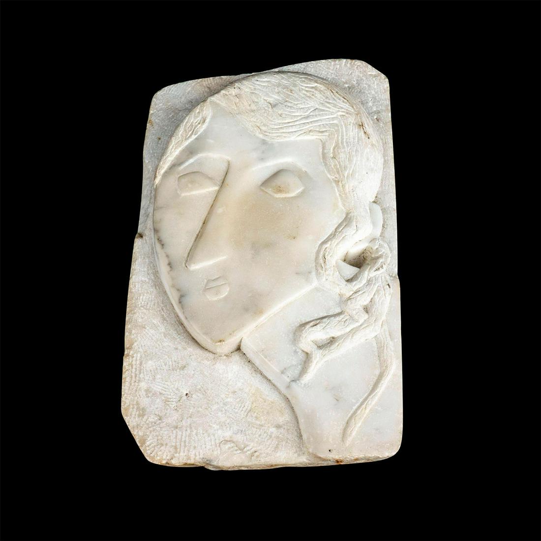 Carved Marble Abstract Woman's Face Sculpture (1 of 3)