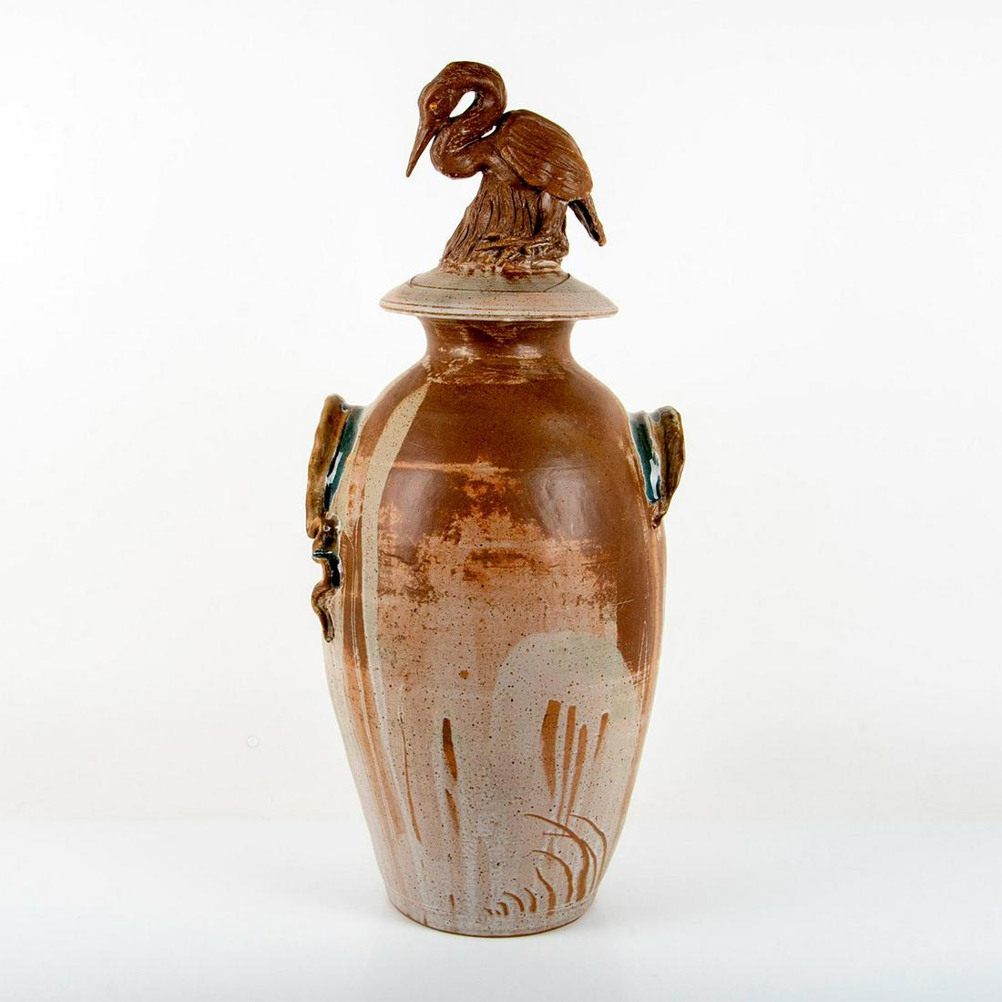 Angela Davis (American) Large Salt Glaze Covered Vase (1 of 4)