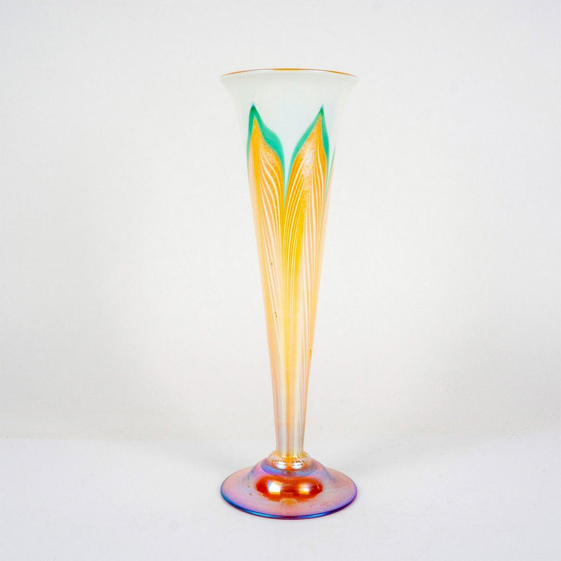 Quezal Floral Pattern Glass Vase (1 of 4)