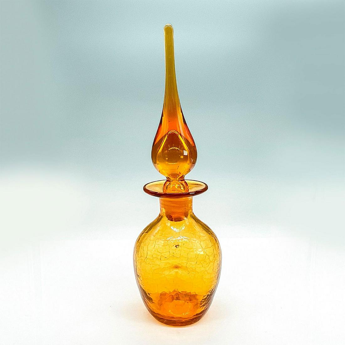 Vintage Blenko Crackle Glass Amber Decanter (1 of 3)