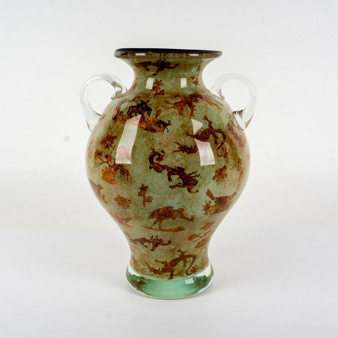 Maitland Smith Reverse Painted Asian Glass Vase (1 of 4)