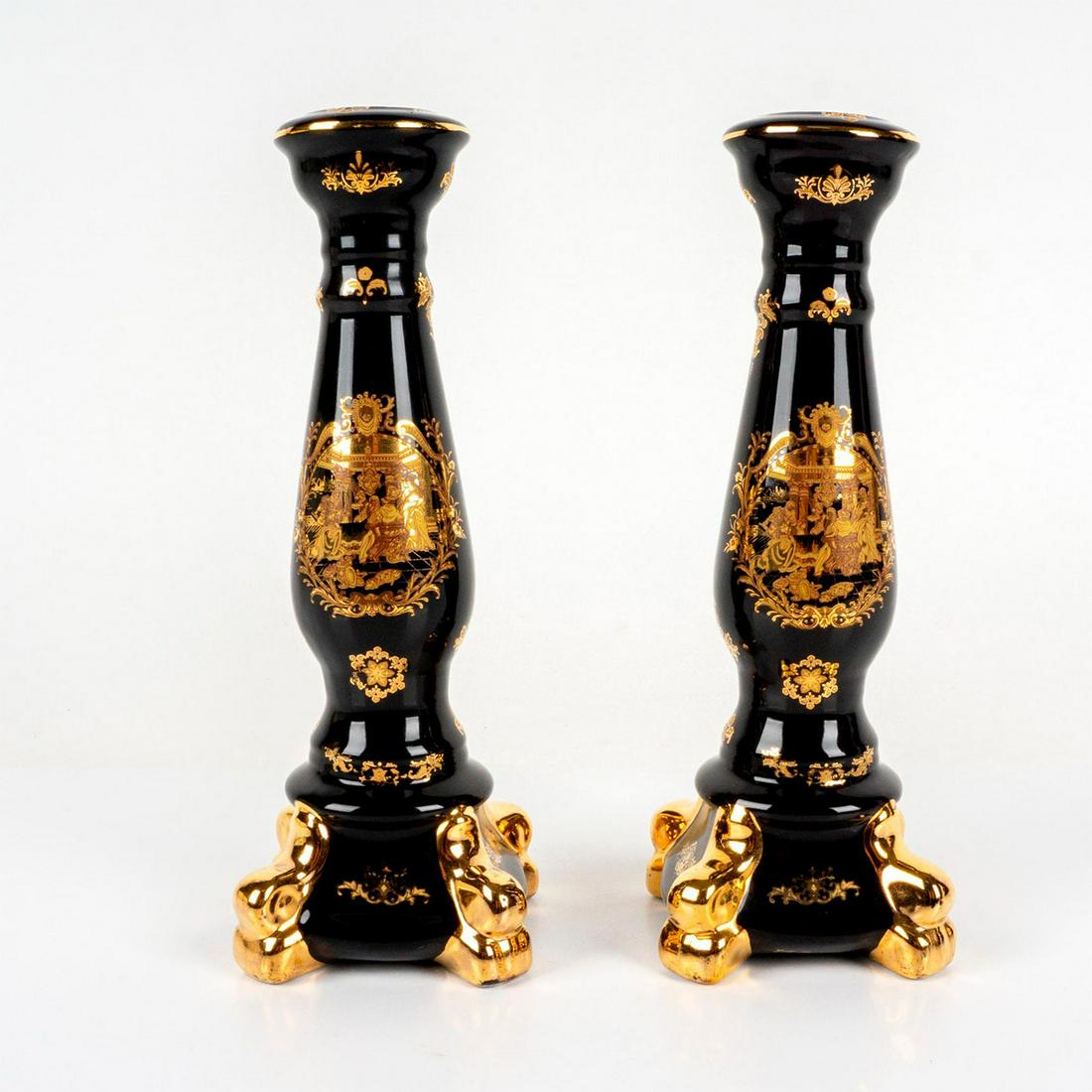 Pair of L.F. Limoges P.R.C. Porcelain Candlesticks (1 of 5)