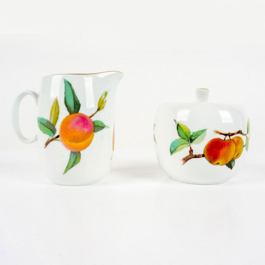 2pc Set Royal Worcester Evesham Pattern Creamer and Sugar (1 of 6)