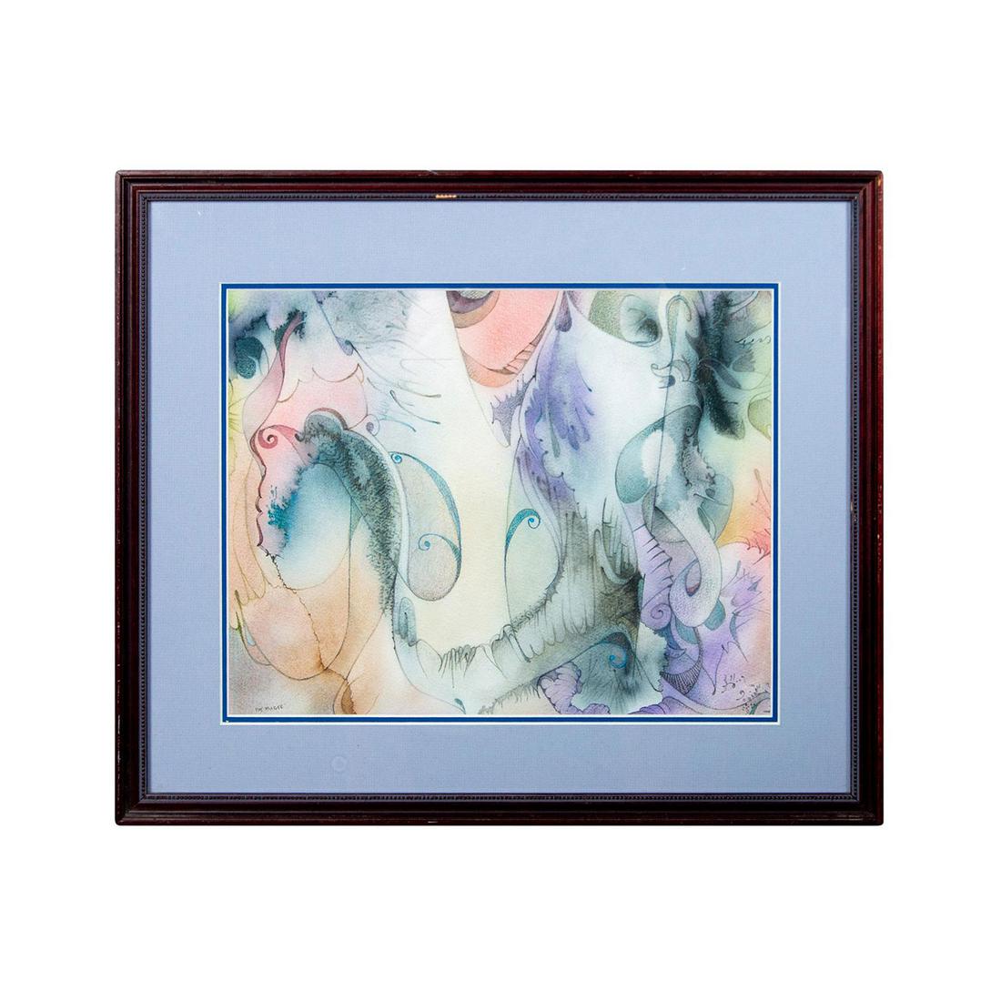 Pat Magee (American, 20th c.) Watercolor and Pencil Drawing (1 of 5)