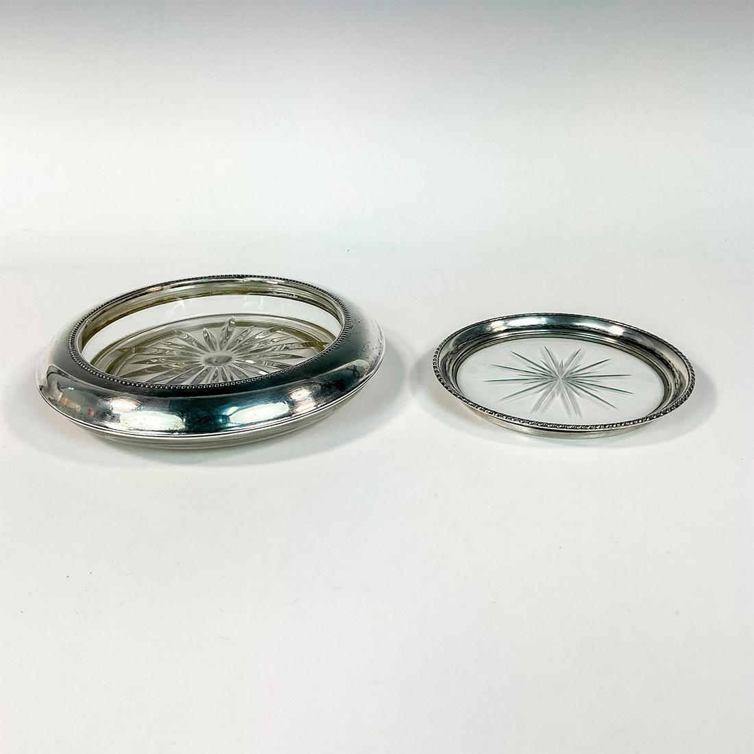 2pc Frank M Whiting Sterling Silver Bottle Coaster and Dish (1 of 4)