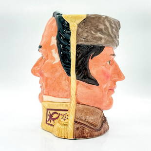 Davy Crockett Santa Anna D6729 - Large - Royal Doulton Character Jug: Yellow and brown coloration. Davy Crockett (1786 - 1836) was a hunter and expert marksman, as well as a gregarious drinker. Antonio Lopez de Santa Anna (1795 - 1876) was a Mexican general who led troo