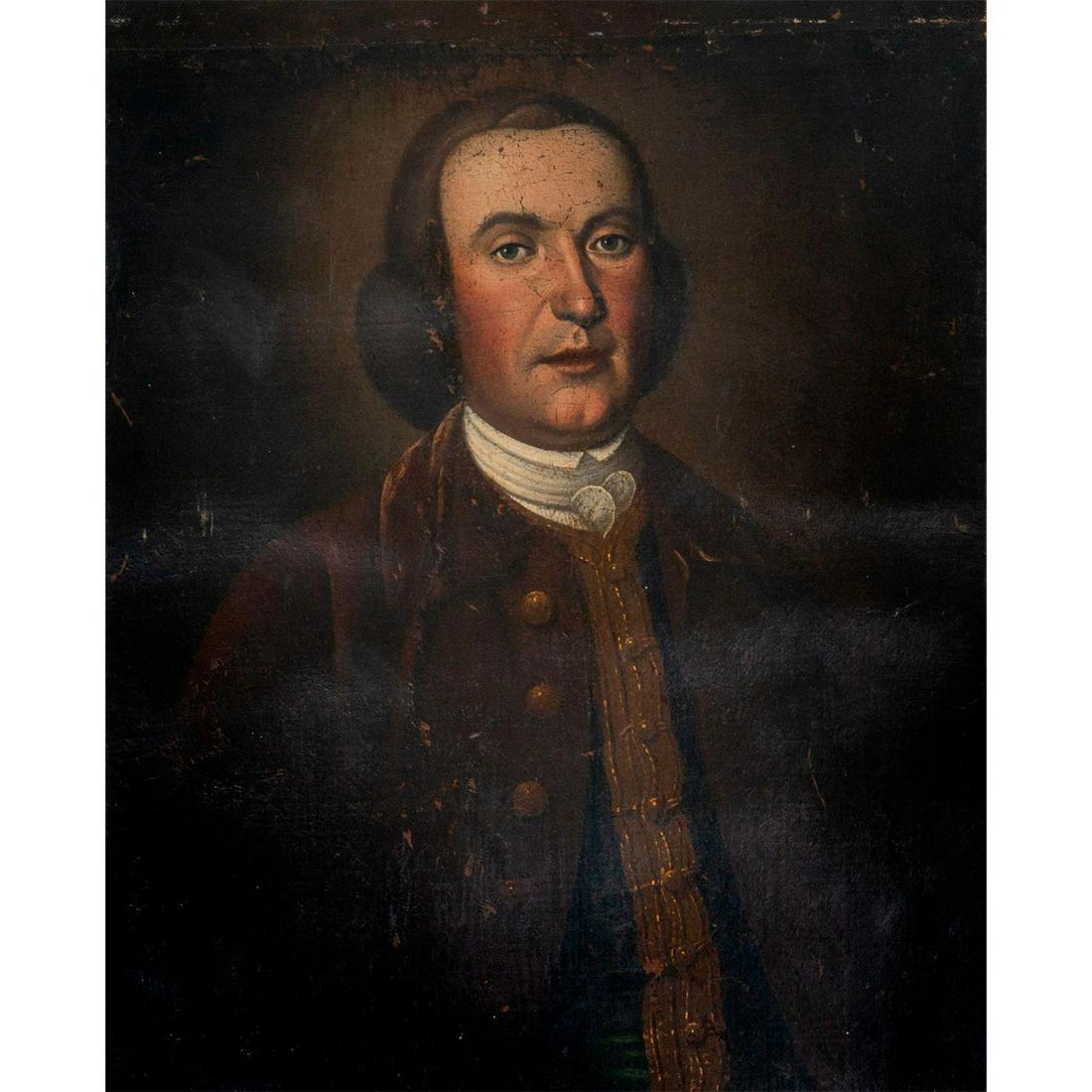 Oil on Canvas, 18th Century Colonial Portrait of a Stately Man, Possibly Virginian George Mason (1 of 4)