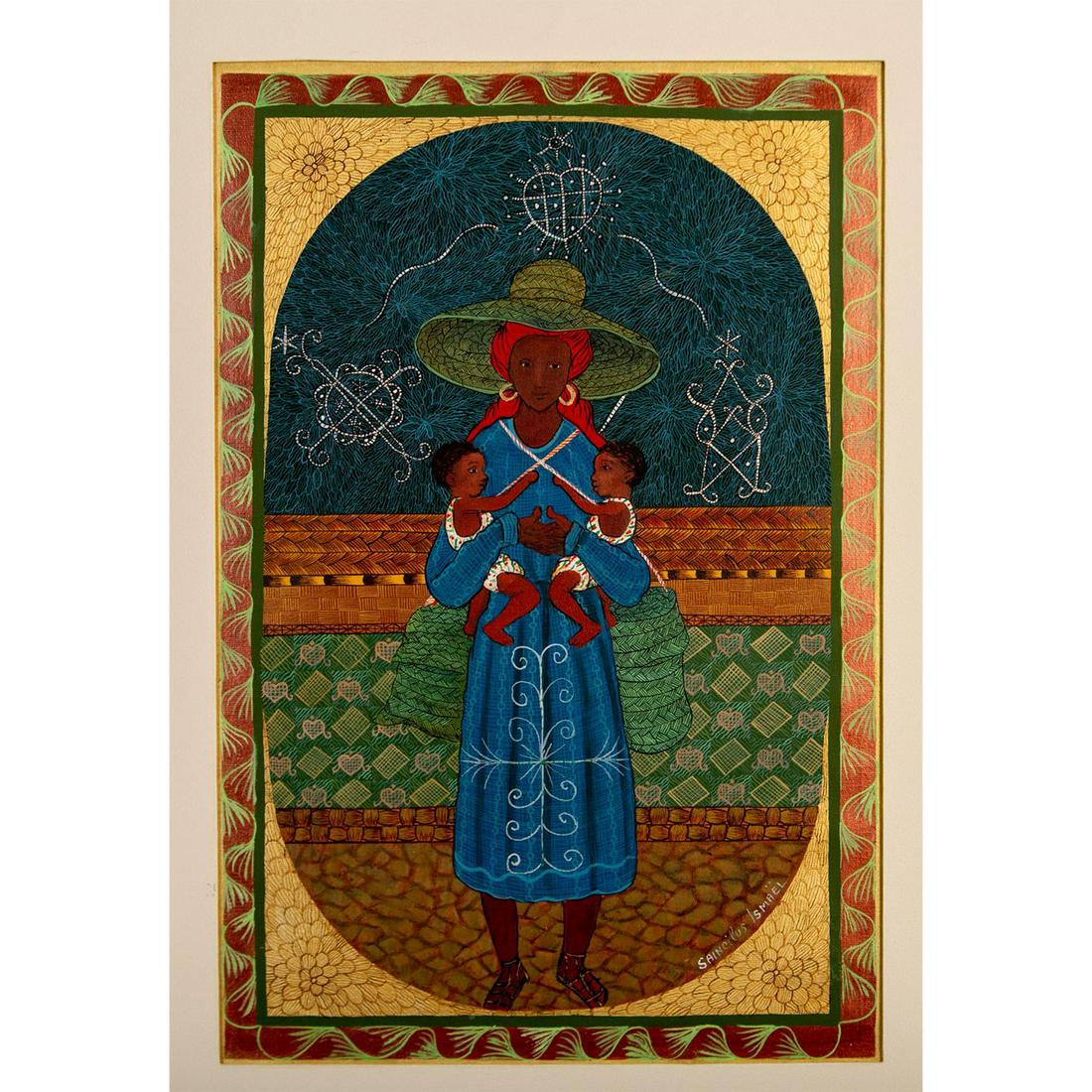 Ismael Saincilus (Haitian, 1940-2000) Oil Painting, Woman with Twins (1 of 7)