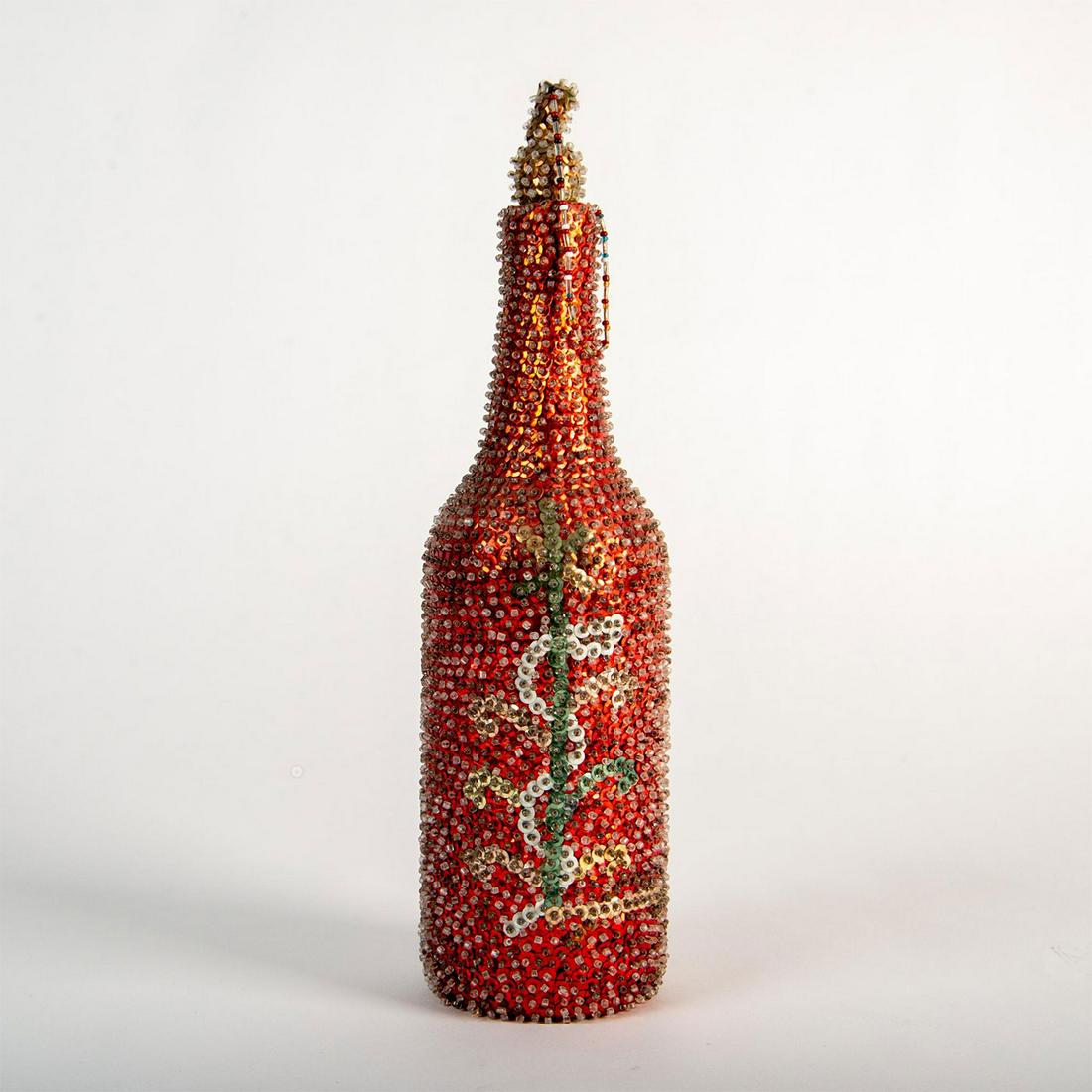 Haitian Vodou Art Sequined Glass Bottle with Stopper (1 of 4)