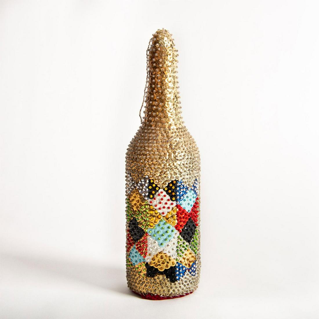 Haitian Vodou Art Sequined Glass Bottle with Stopper (1 of 4)