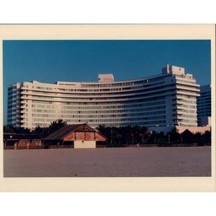 John Margolies, Color Photograph, Fontainebleau Hotel, Miami Beach, 1957: John Margolies (American, 1940-2016) was a photographer and architectural critic. Margolies photographed the infamous Fontainebleau Hotel in Miami Beach, Florida designed by architect Morris Lapidus i