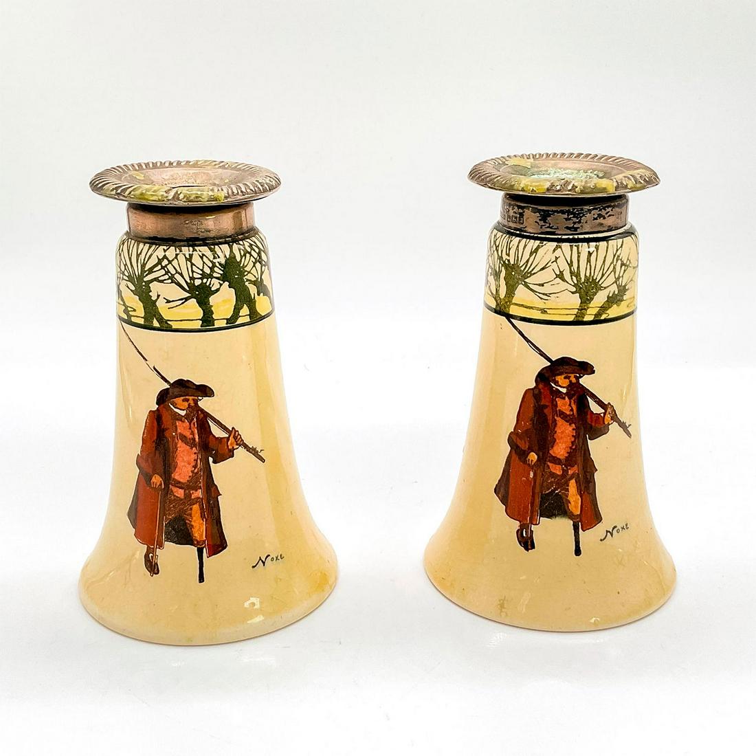 Pair of Royal Doulton Candlesticks , Gallant Fishers (1 of 4)