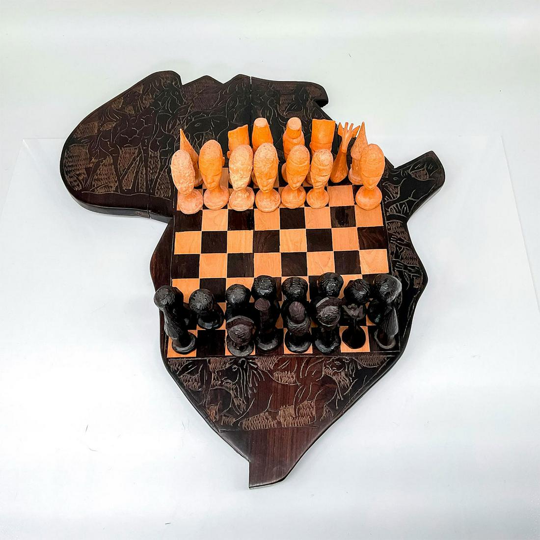 African Shaped Wood Chess Set (1 of 3)