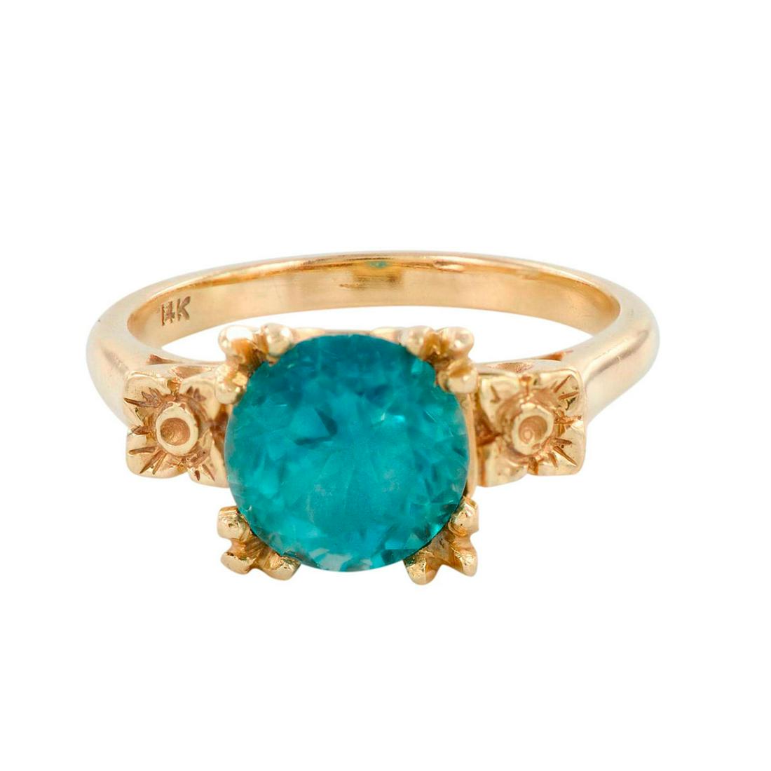 14K Yellow Gold and Tiffany Blue Topaz Ring (1 of 6)