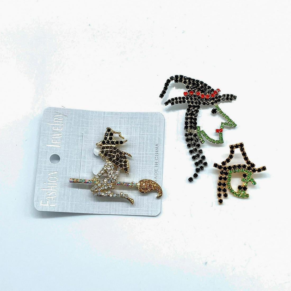 3pc Nice Crystal Halloween Witch Pins (1 of 2)