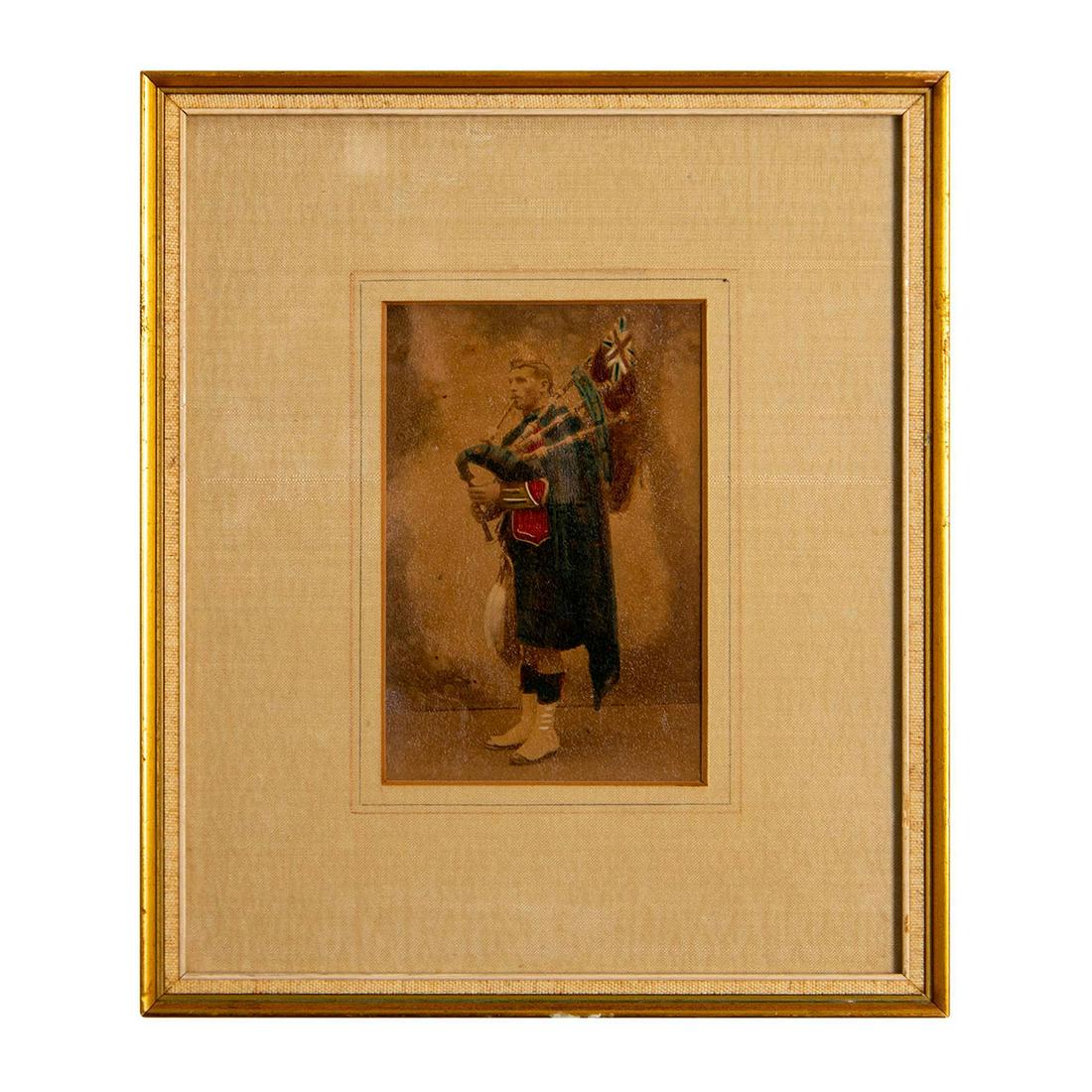 Scottish Highland Bagpiper, Hand-Colored Albumen Print (1 of 3)