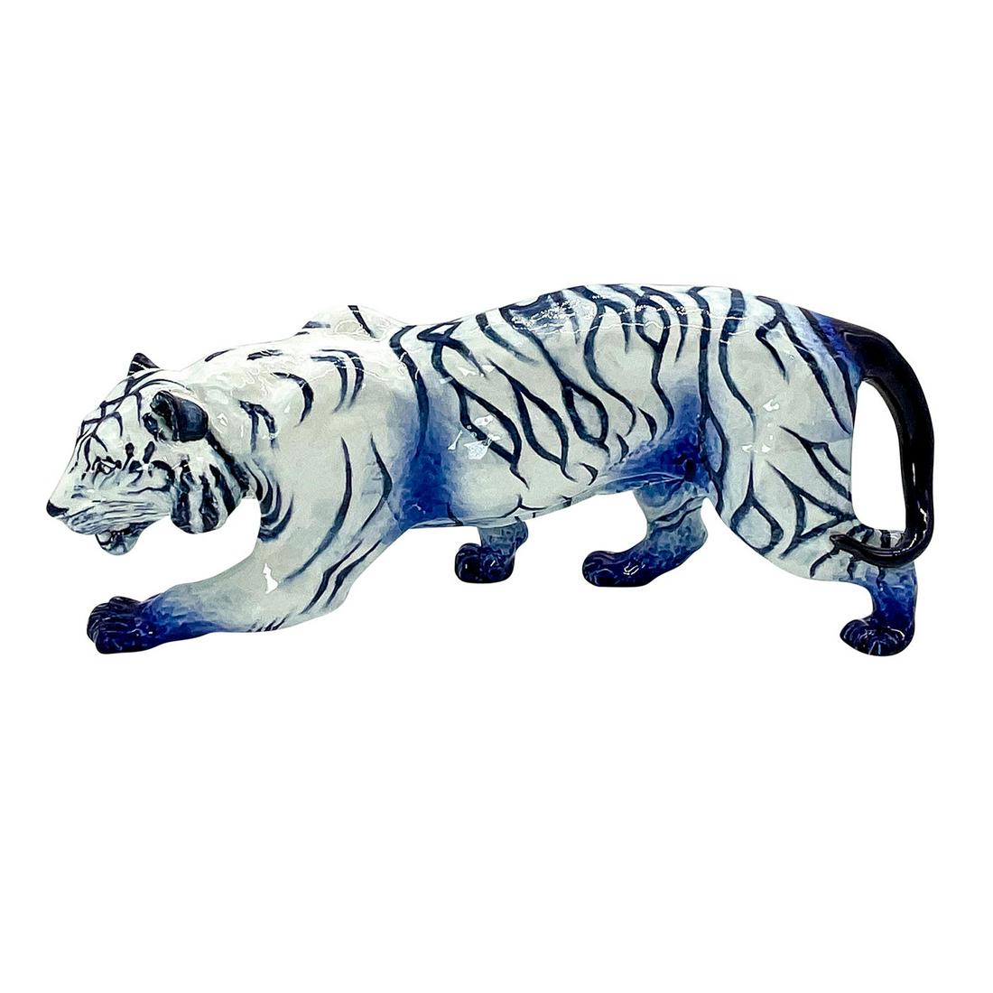 Royal Doulton Blue Flambe Figure Large Stalking Tiger (1 of 3)