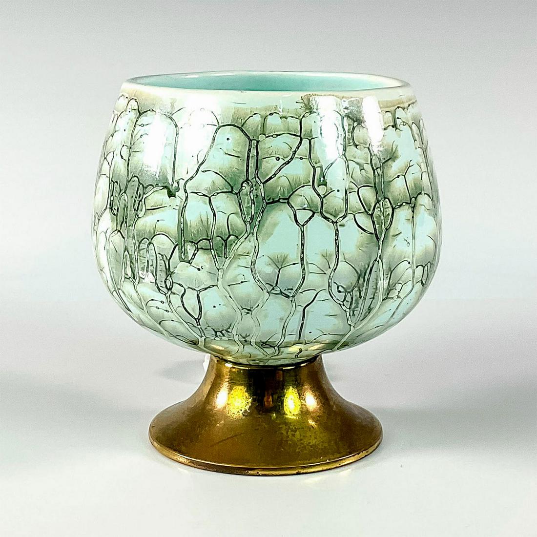 Distinctive Delft Mid-Century Vase With Brass Footing (1 of 2)