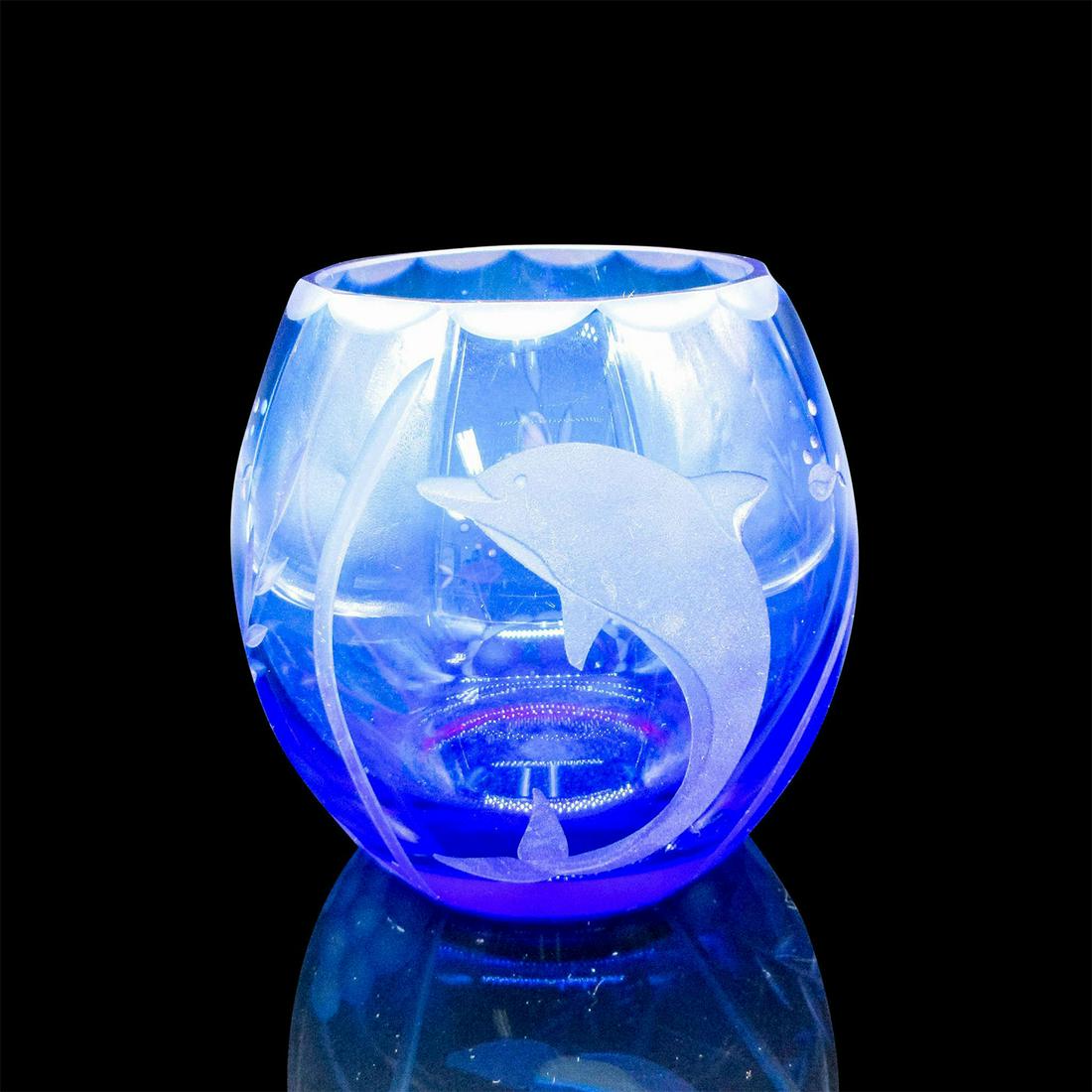 Lenox Cobalt Blue Etched Glass Vase (1 of 3)