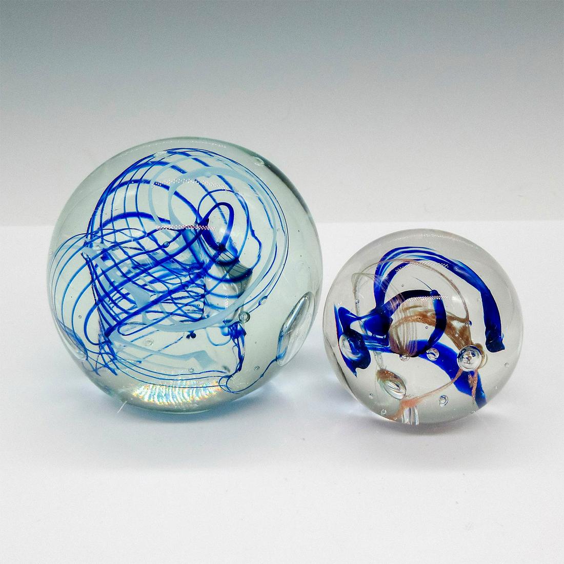 2pc Art Glass Signed Paperweights (1 of 4)
