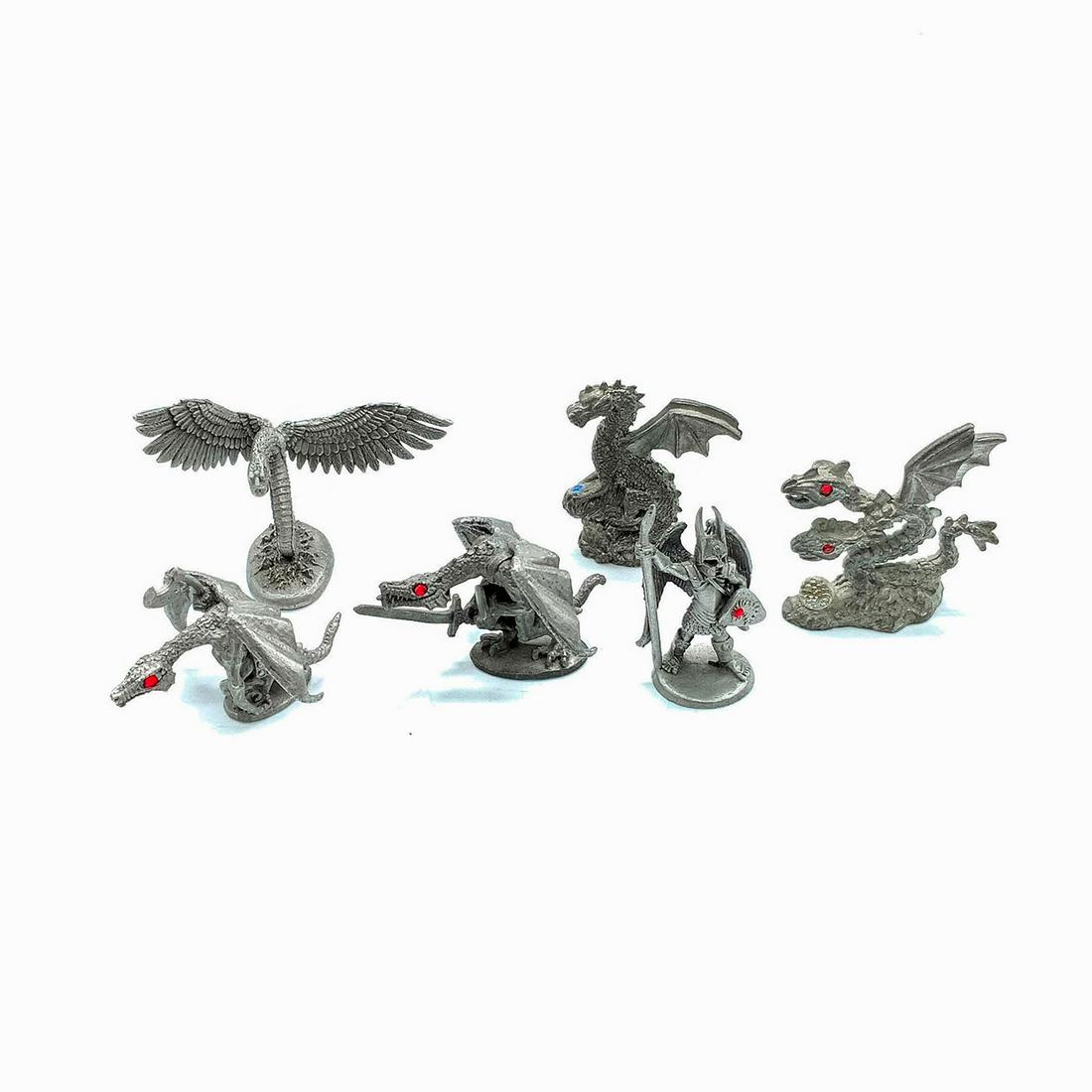 6pc Vintage Pewter Fantasy Dungeons & Dragons Miniatures (1 of 3)