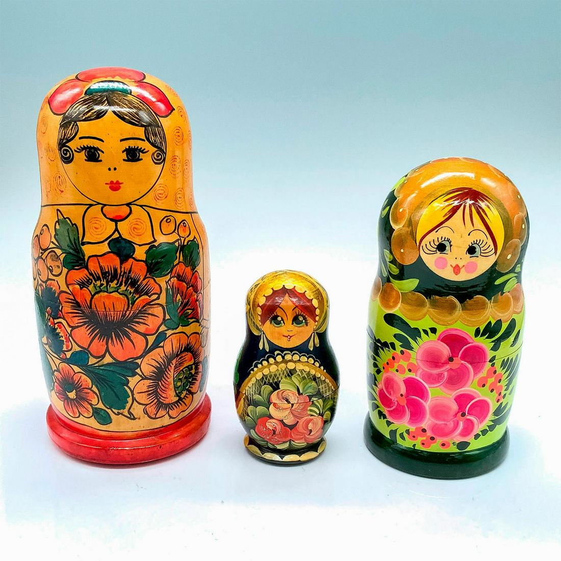 3pc Beautiful Colorful Matryoshka Nesting Dolls (1 of 2)
