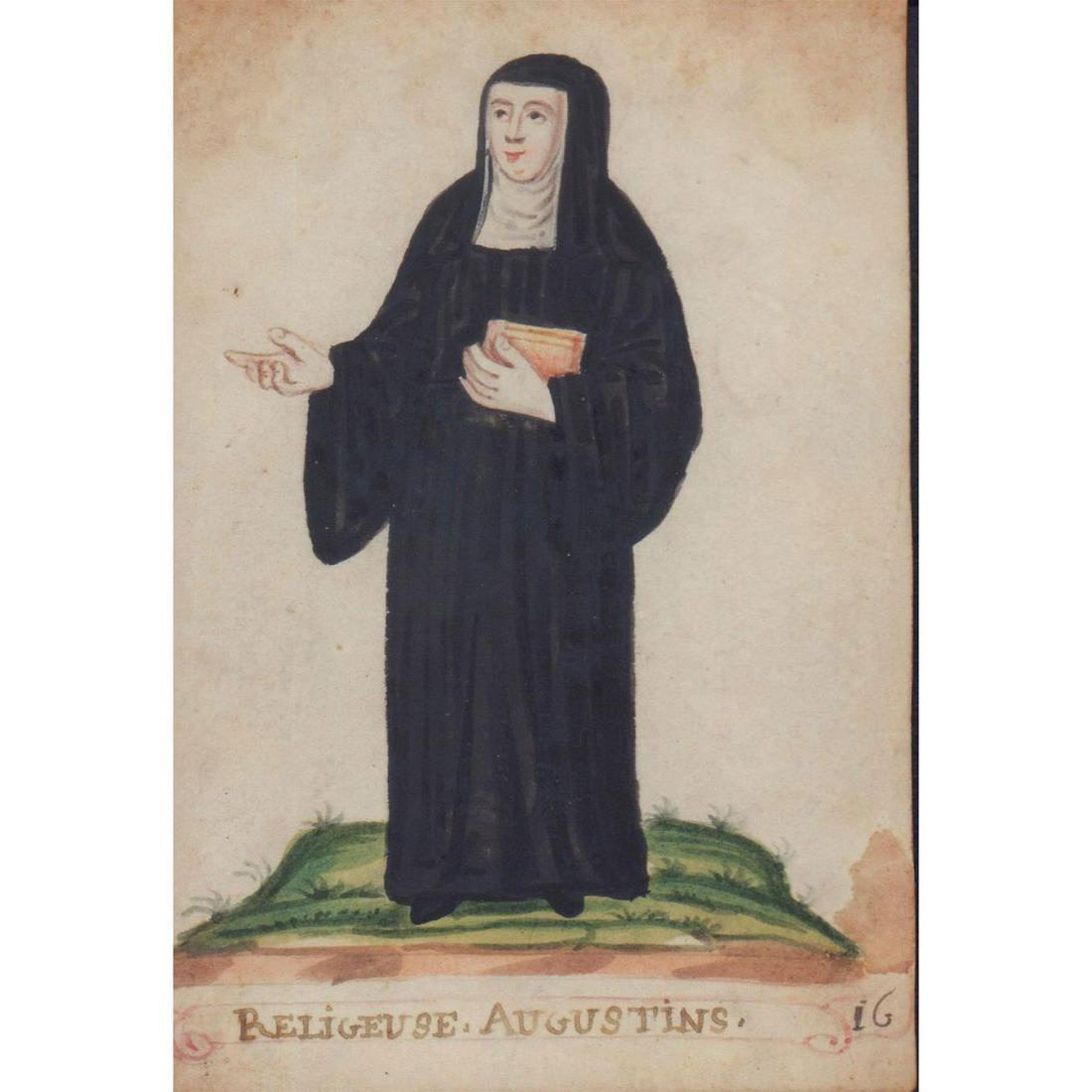 Antique Original Water Color of an Augustinian (1 of 1)