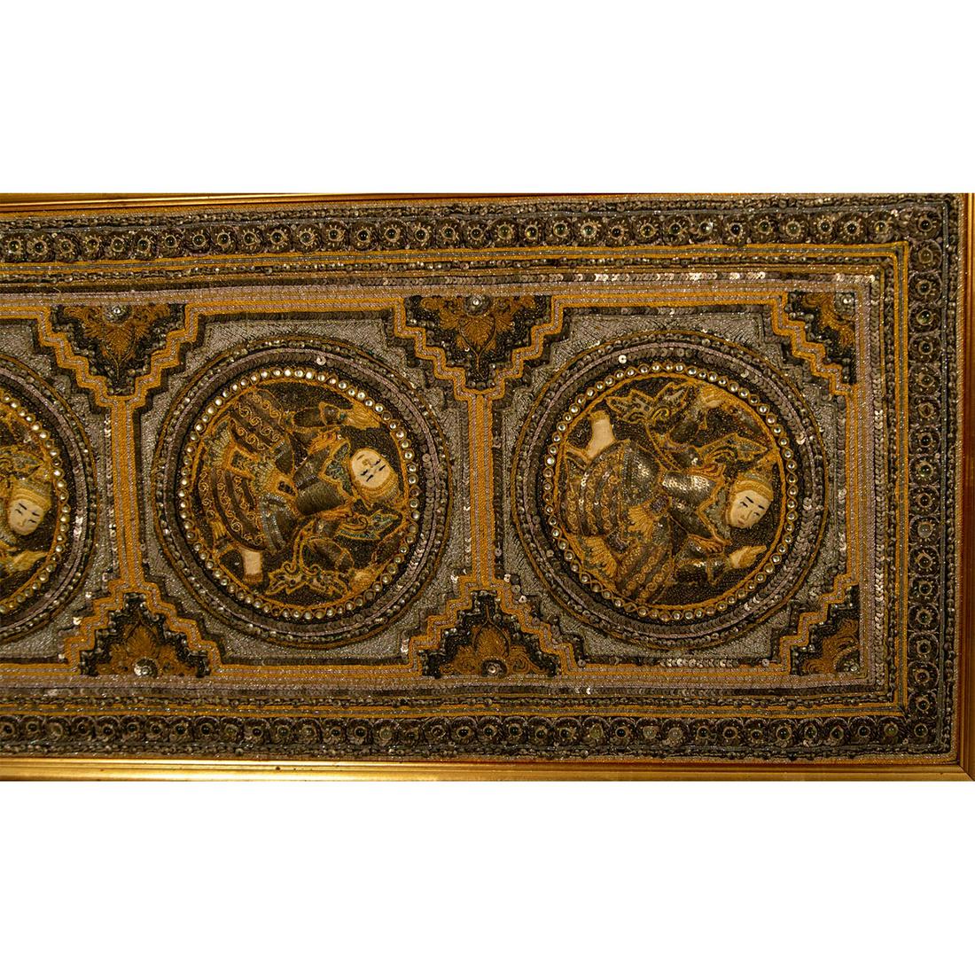 Large Hand-Embroidered Kalaga Framed Wall Tapestry (1 of 4)