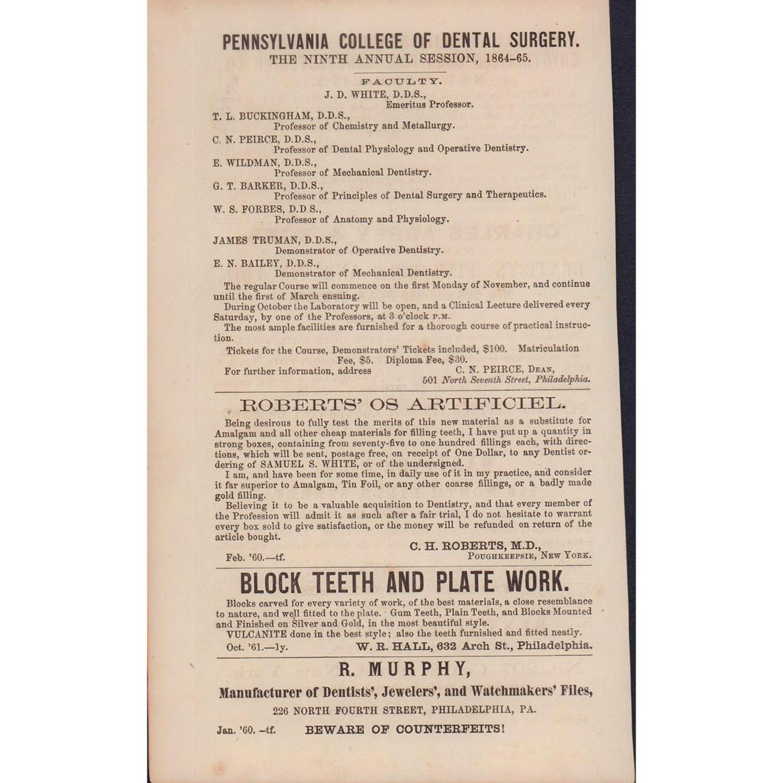 Victorian Era Dentistry Advertisements Auction