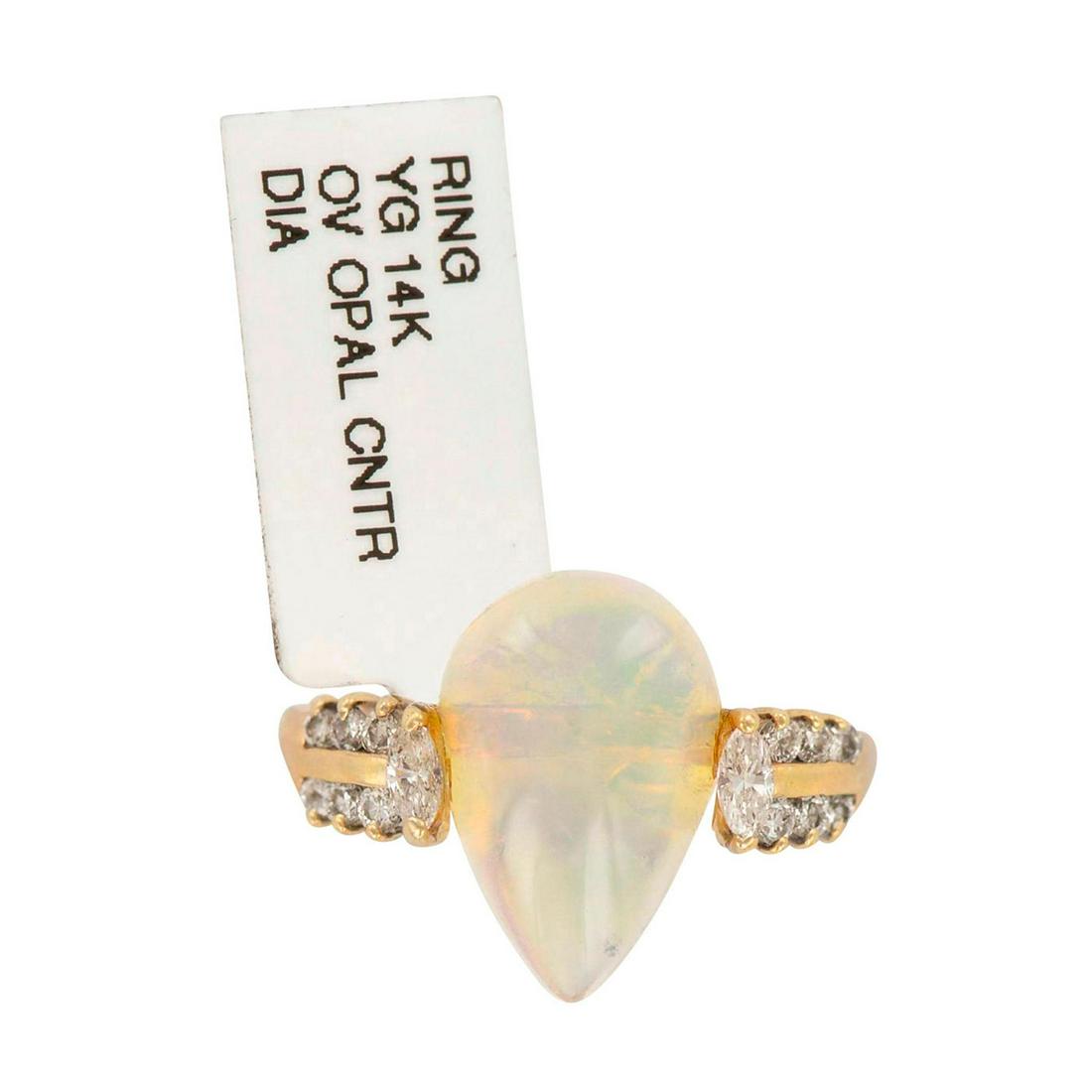 14K Yellow Gold Large Opal and Diamonds Ring (1 of 5)