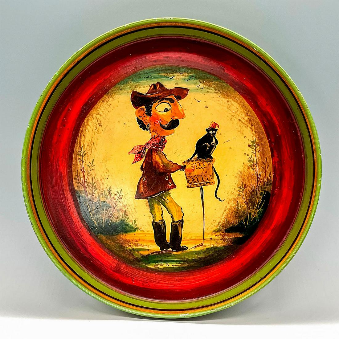 Peter Ompir Folk Art Painted Tray Organ Grinder with Monkey (1 of 3)