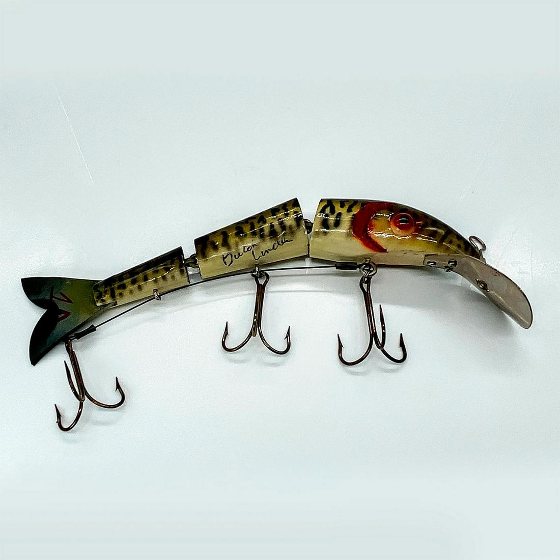 Vintage Musky Sucker Jointed Body Diving Plug, Signed Lure (1 of 4)