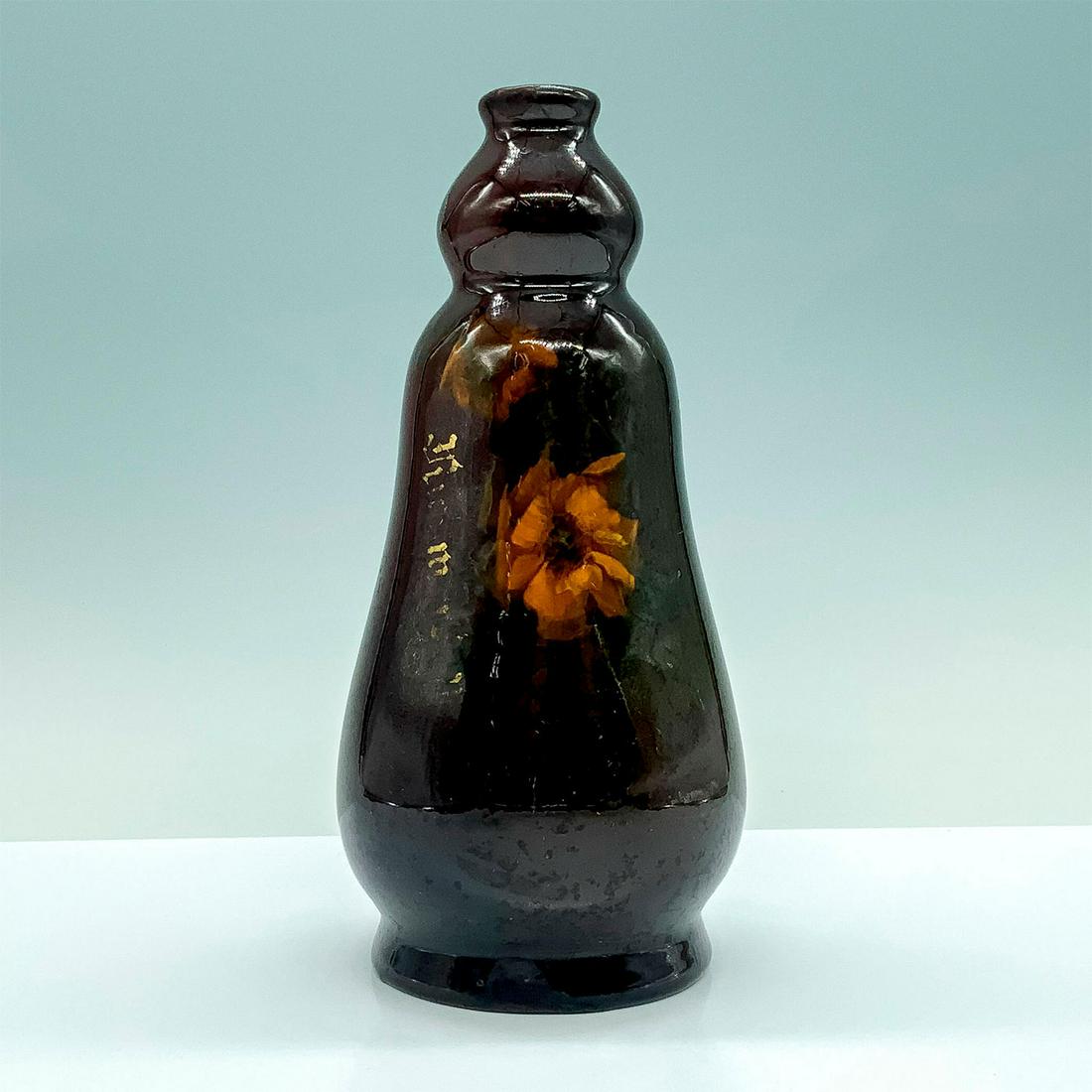 Roseville Rozane Pottery, Royal Dark Floral Vase (1 of 3)