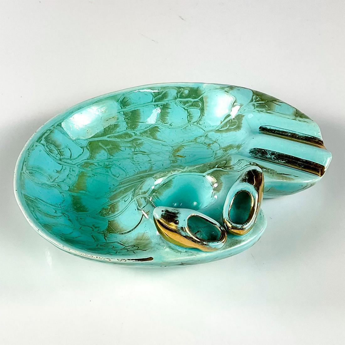 Mid-Century Delft Hand Painted Porcelain Gilt Ashtray (1 of 4)