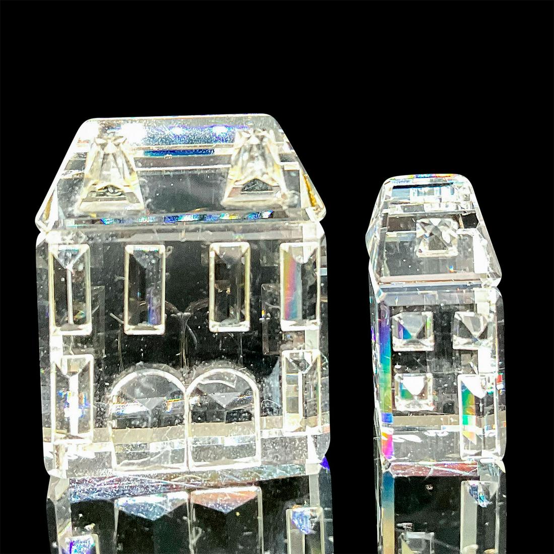 Set of 2 Swarovski Silver Crystal Figurines, Houses (1 of 4)
