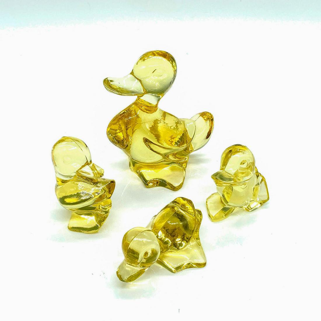 4pc Fostoria Yellow Glass Duck Figurines (1 of 3)