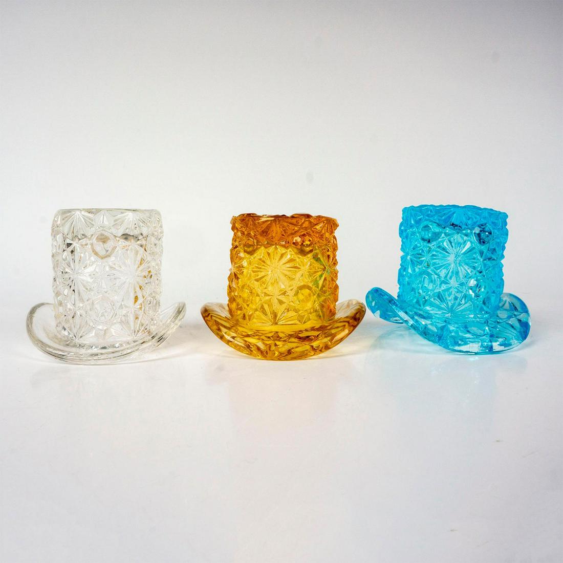 3pc Fenton Glass Hat Toppers, Daisy And Button Auction