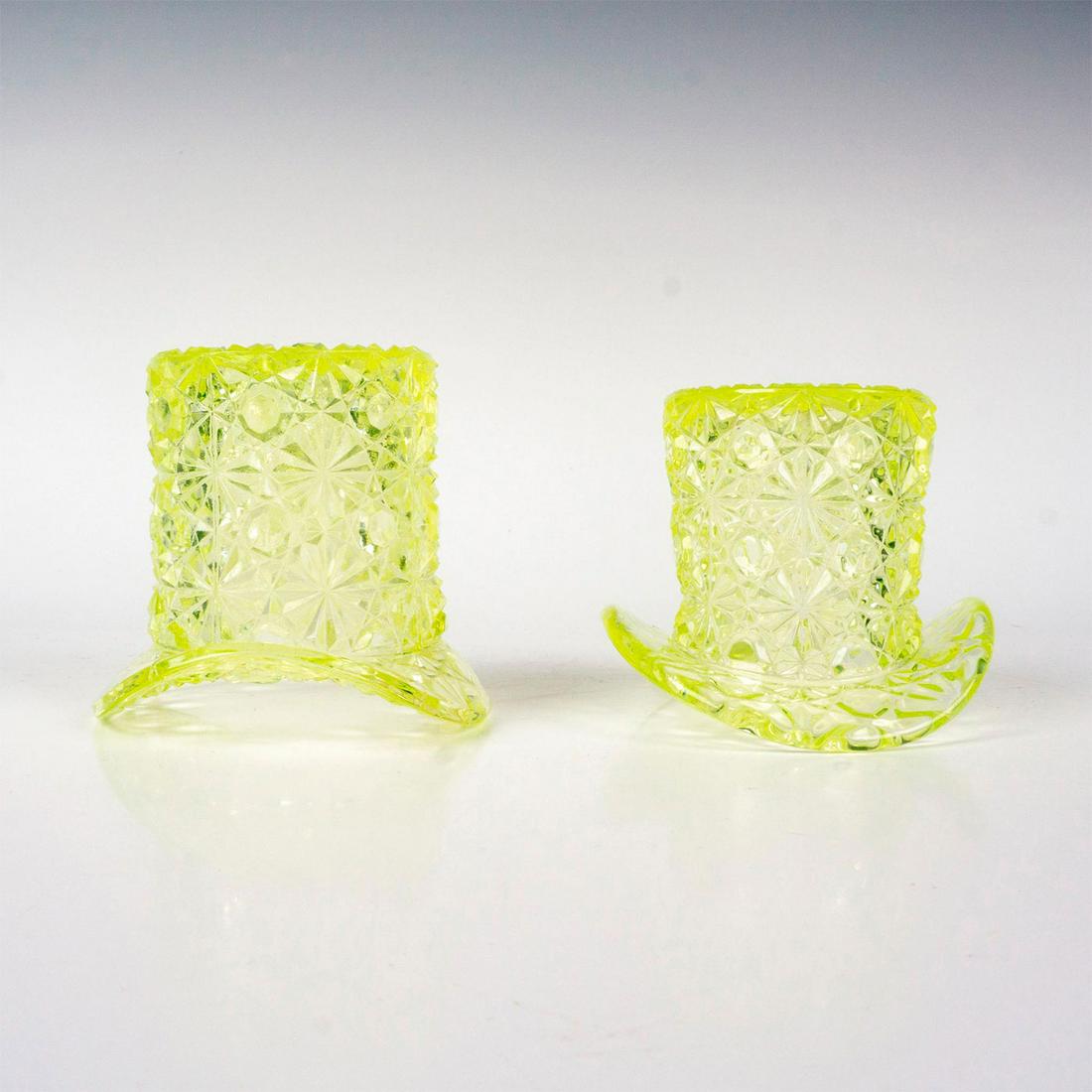 2pc Fenton Uranium Glass Hat Toppers, Daisy and Button (1 of 3)