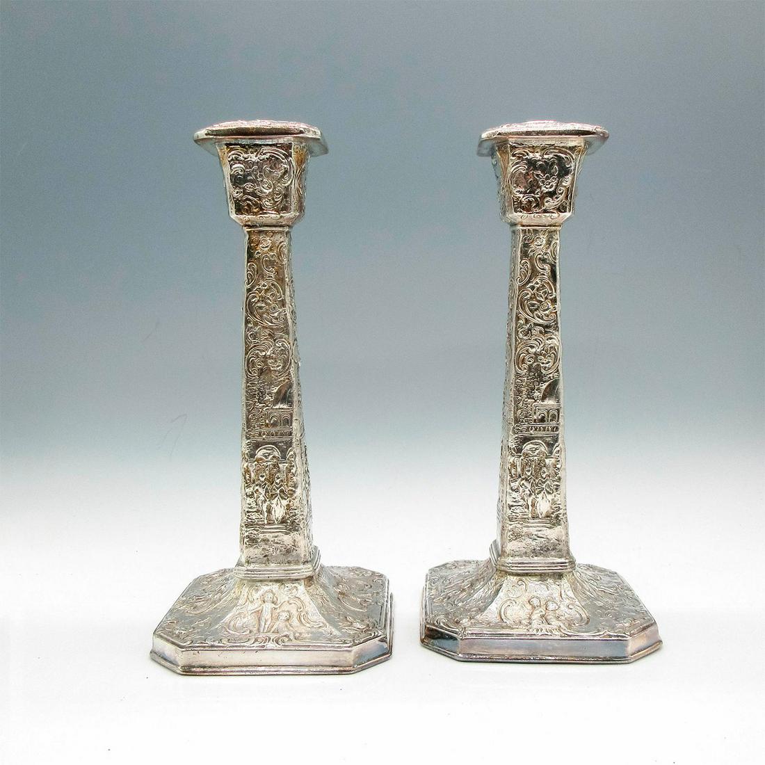 2pc Weidlich Brothers Silver Plated Candlestick Holders 2342 (1 of 3)