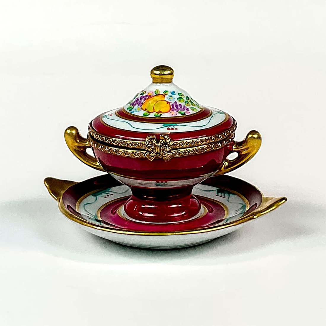 Dubarry Limoges Porcelain Charm Box, Red Soup Tureen (1 of 4)