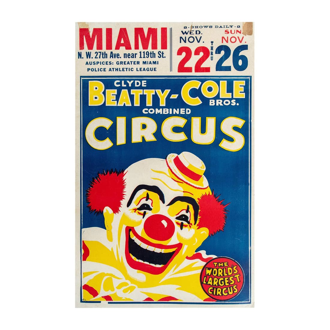 Clyde Beatty-Cole Bros. Combined Circus Advertisement Board (1 of 5)