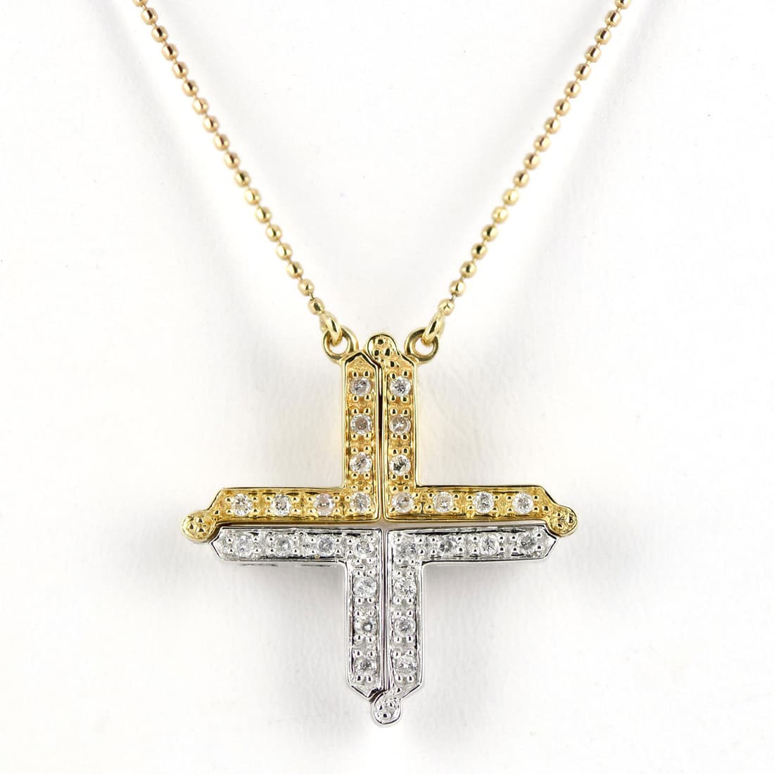 14K Gold & Diamond Jerusalem Opening Cross Magnetic Necklace (1 of 7)