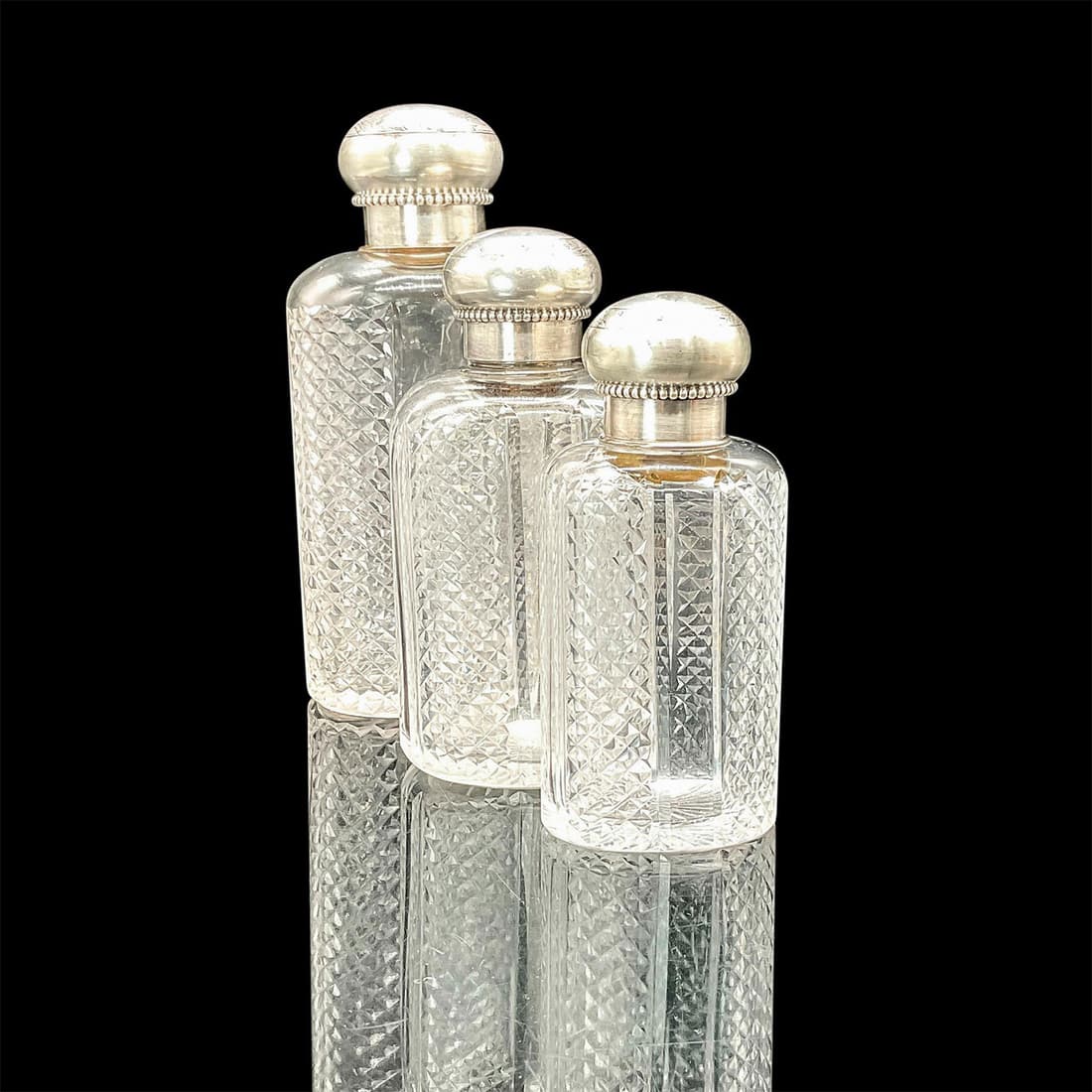 3pc Boin Taburet Vanity Glass Bottles with Sterling Silver (1 of 4)