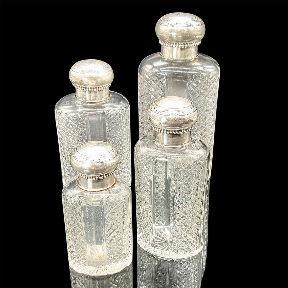 4pc Boin Taburet Vanity Glass Bottles with Sterling Silver (1 of 5)
