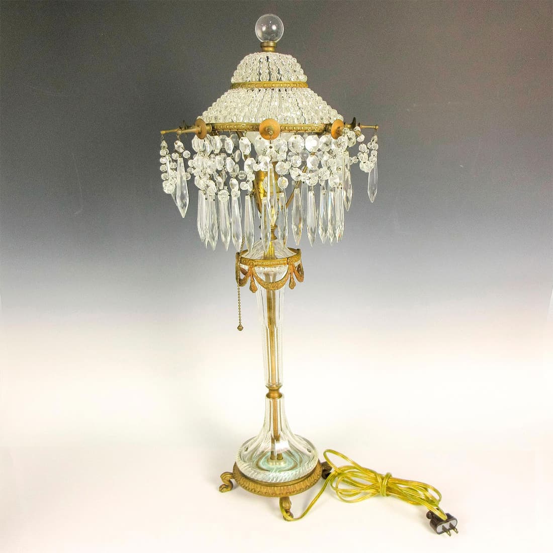 Vintage Crystal Fringe and Bronze Table Lamp (1 of 3)