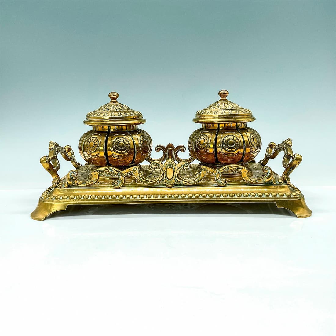 Victorian Brass Double Inkwell (1 of 4)