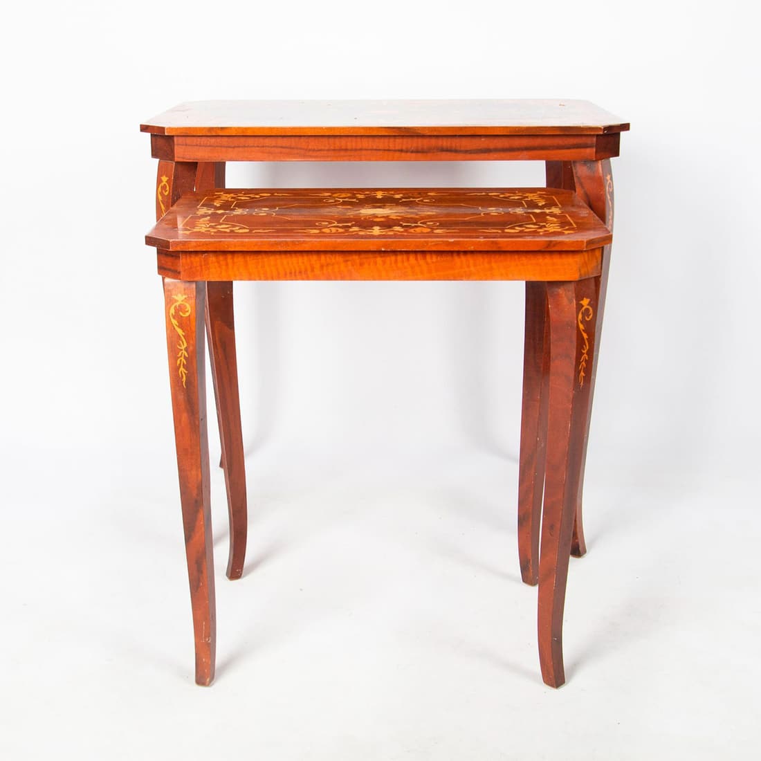 2pc Italian Marquetry Lacquered Wood Nesting Tables (1 of 5)