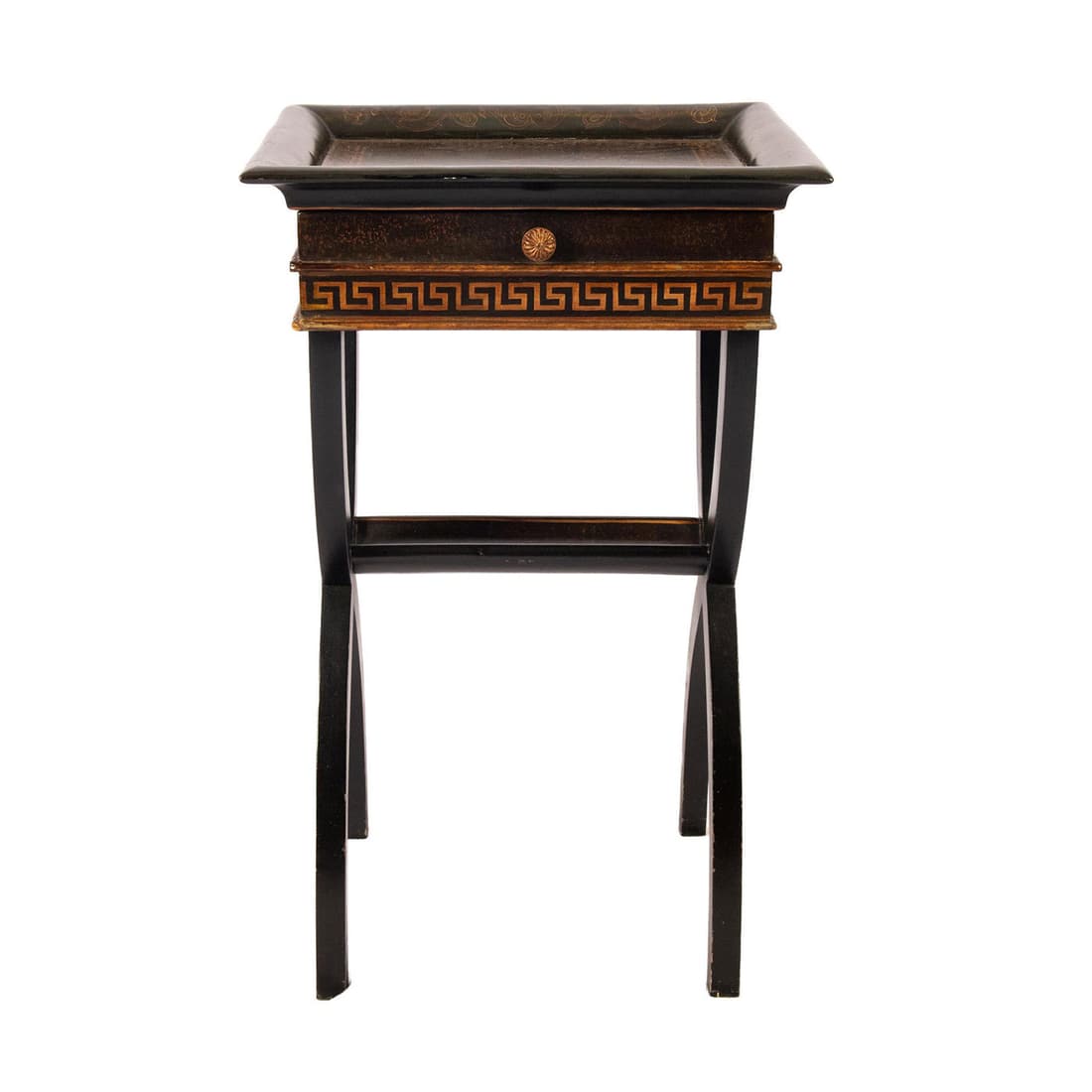 Vintage Black Lacquer Grecian Style Table (1 of 4)