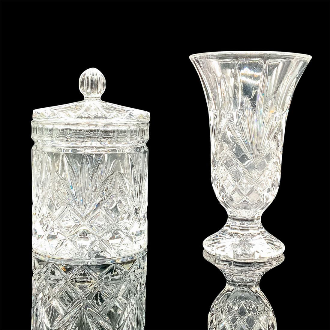 2pc Marquis by Waterford Glendale Crystal Vase and Jar (1 of 3)