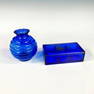 2pc USA Cobalt Blue Glass, Keepsake Box and Vase